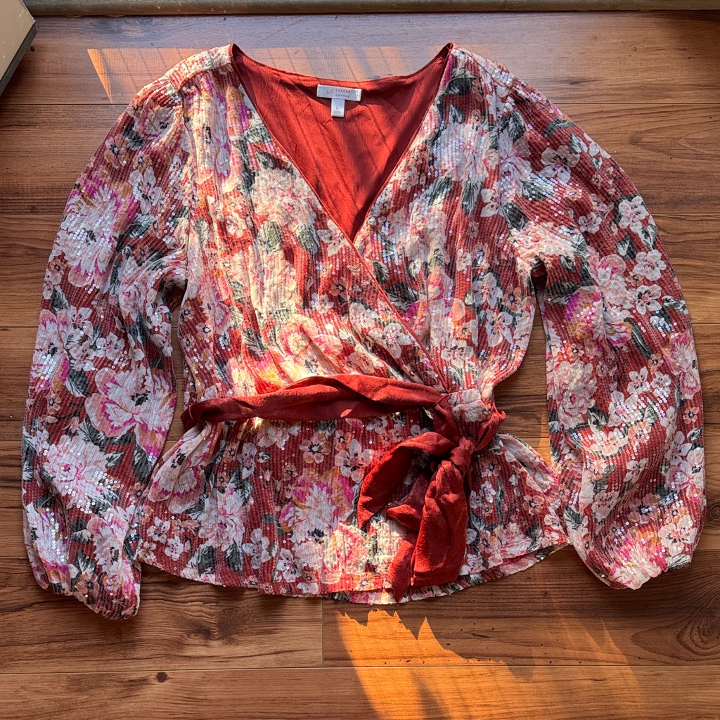 Lauren Conrad Floral Wrap Blouse - Red And Pink